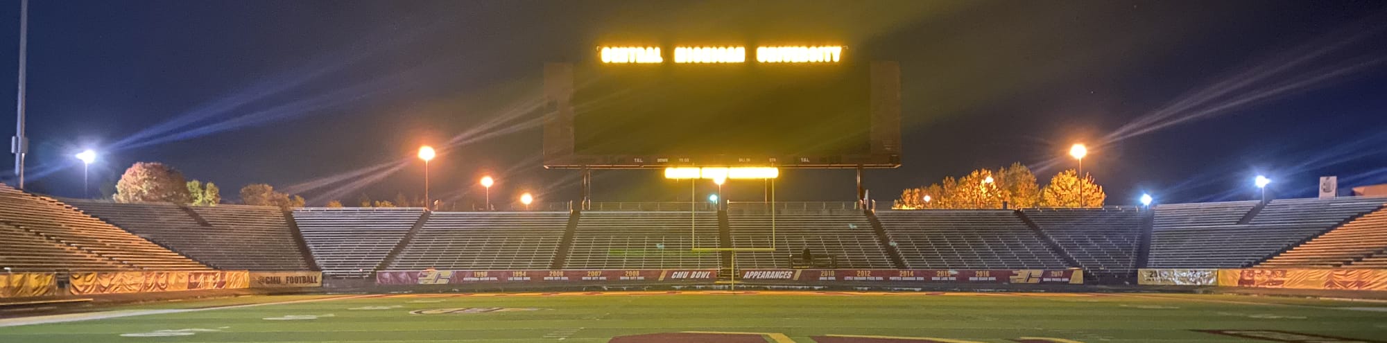 empty football stadium at night under the lights Las Vegas
