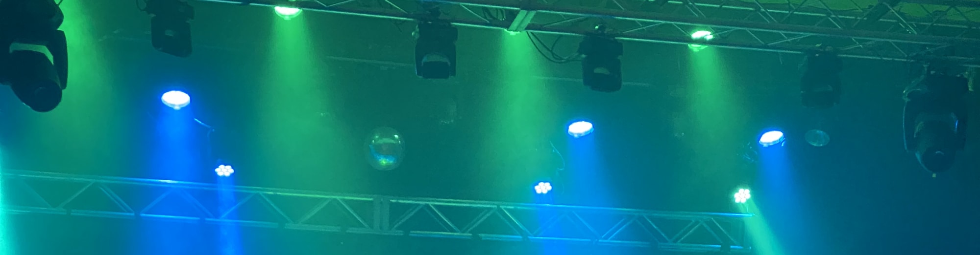 blue and green theater stage lights Las Vegas